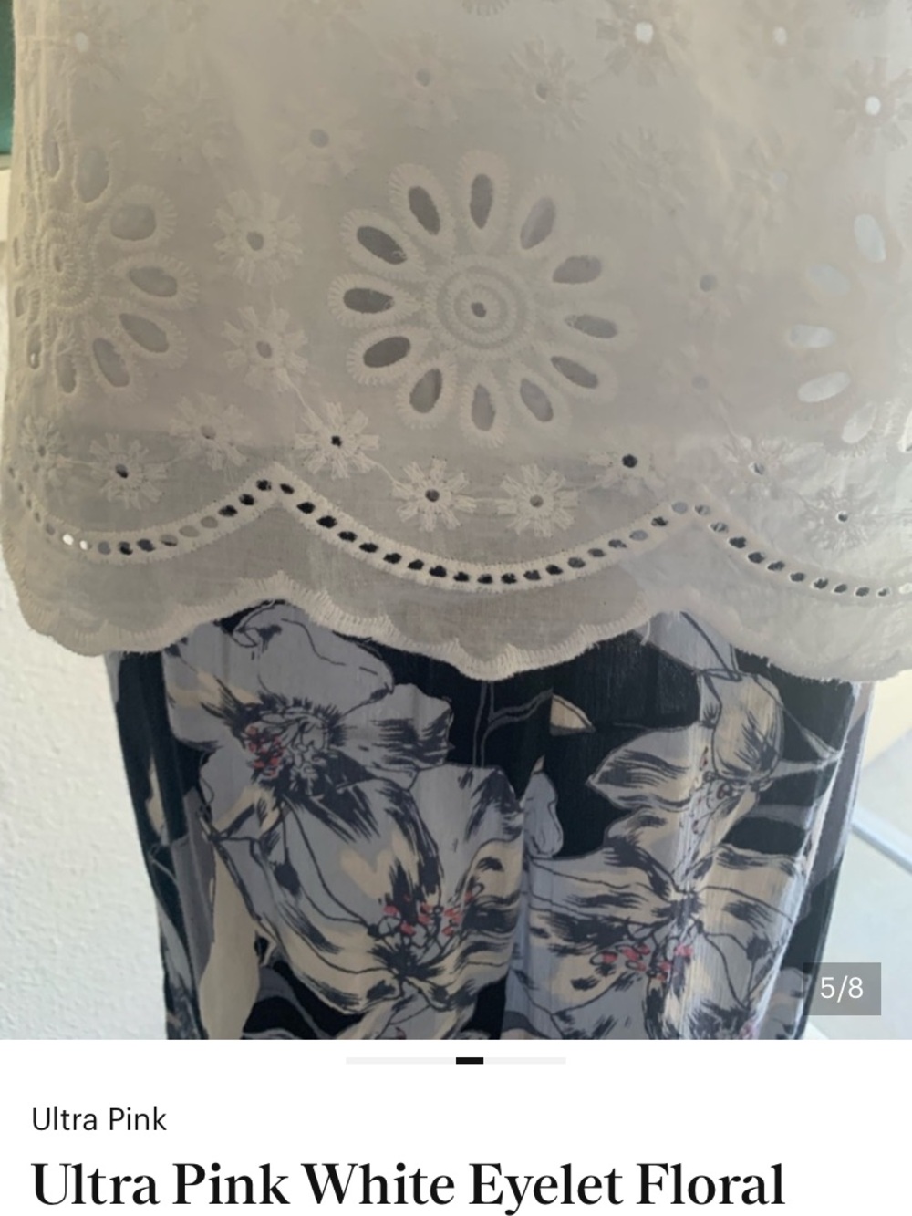 Ultra Pink  Daisy White Eyelet Peasant Top - Picture 10 of 11